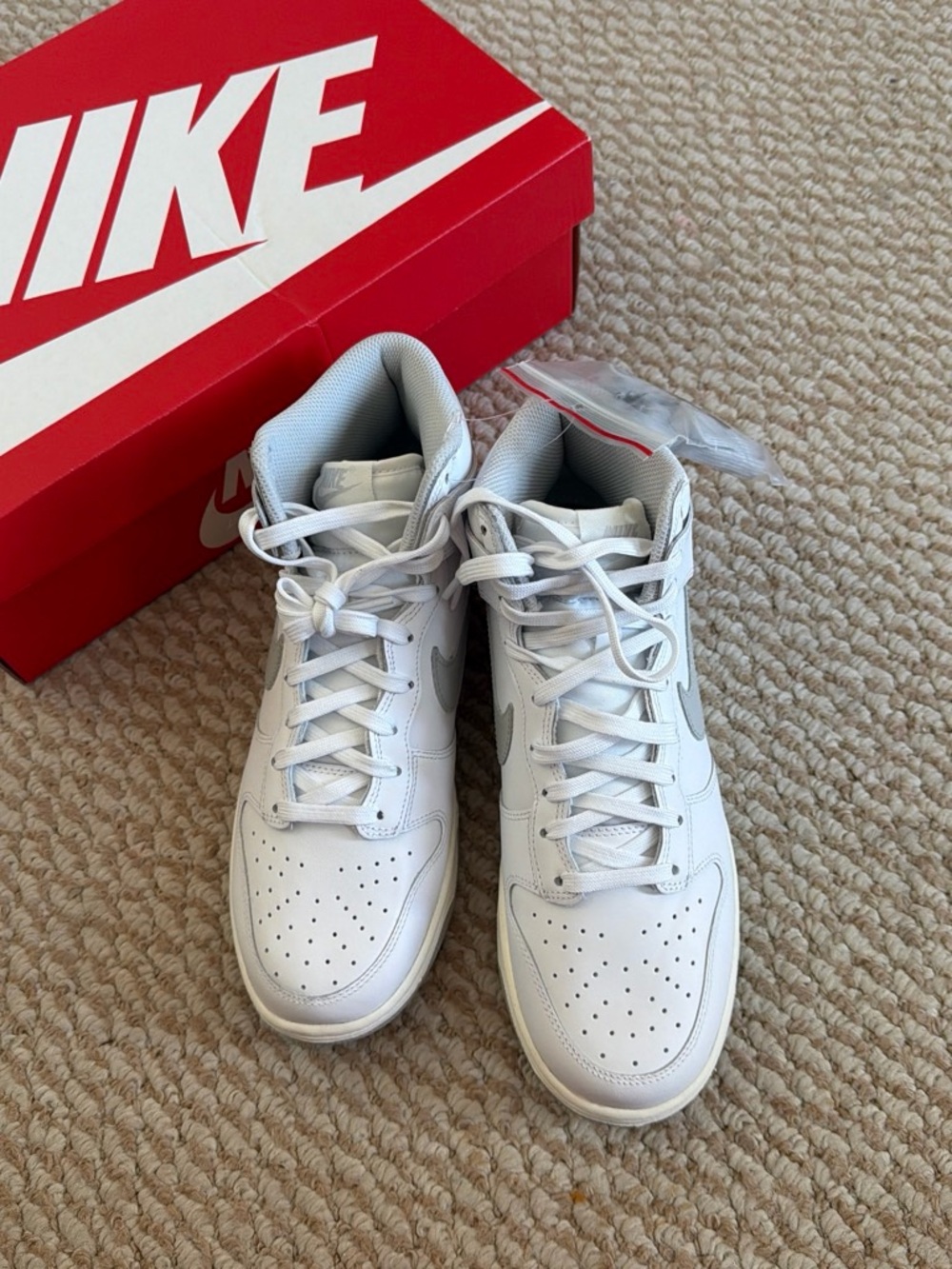 Nike Men’s White and Light Gray High-Top Sneakers